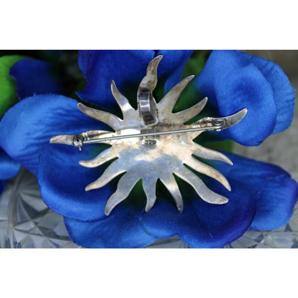 Sterling Silver Taxco Mexico TT-20 Celestial Nugget Sun Brooch/Pendant - Picture 2 of 3